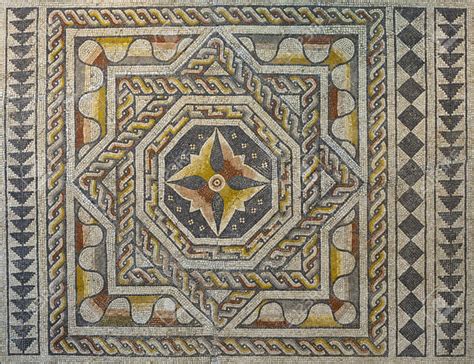 Roman polychrome mosaic of Century VI AC with geometrical shapes | Polychrome, Mosaic, Geometric