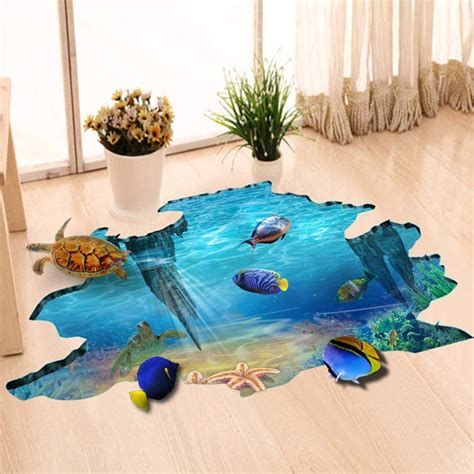 EUGNN 3D Floor Stickers,Underwater World Wall Decals Removable PVC ...