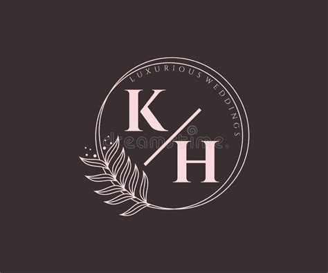 KH Initials Letter Wedding Monogram Logos Template, Hand Drawn Modern ...