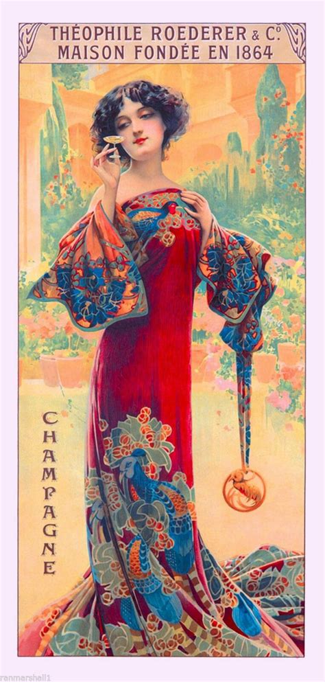 1894 Peacock Series I Woman Red Vintage French Nouveau Poster ...