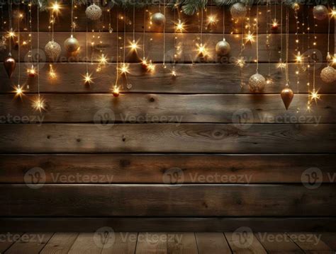 Wooden Christmas background with lights 26625342 Stock Photo at Vecteezy