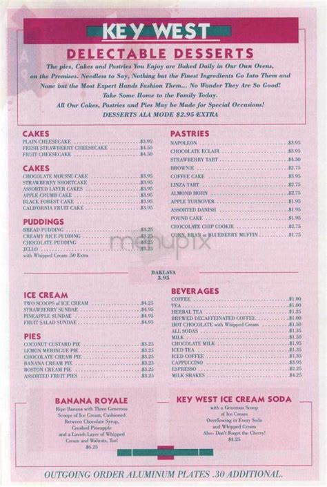 Menu of Key West Diner in New York, NY 10025