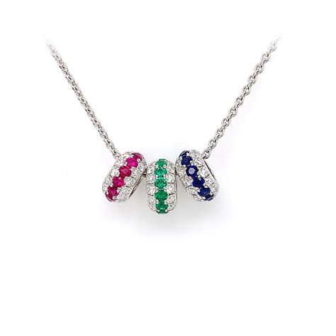 Emerald, Ruby and Sapphire Charm Necklace - Richards Gems and Jewelry