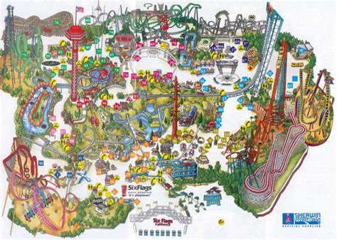 Theme Park Brochures Six Flags Magic Mountain Map 2005 ...