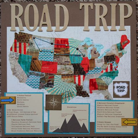 Road Trip 2015 Cover Page | Travel scrapbook pages, Travel scrapbook, Scrapbooking layouts travel