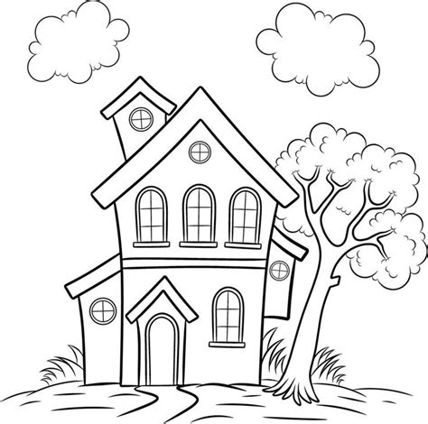 Big house outline | House drawing for kids, Coloring pages, Simple ...