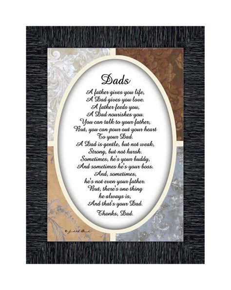 A Framed Poem Thanking Dad, Gift for Daddy From Son or Daughter, 5x7, – Crossroads Home Decor