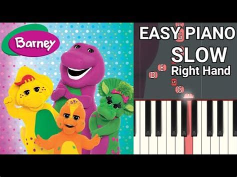 Barney & Friends Theme Song (SLOW) Right Hand Easy Piano Tutorial - YouTube