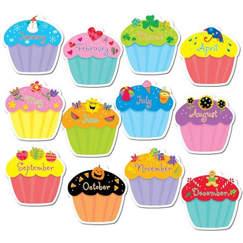 Printable Birthday Month Cupcakes - Bushokukoka1