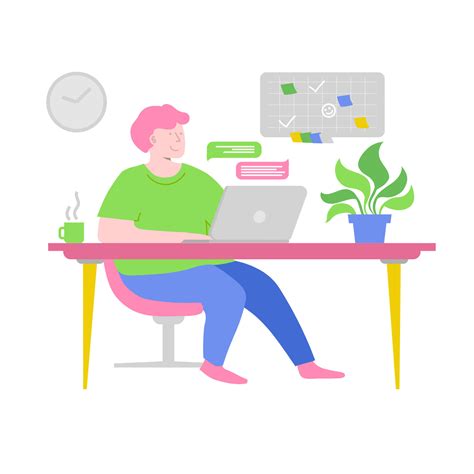 Work at home concept illustration flat cartoon style 7655466 Vector Art ...