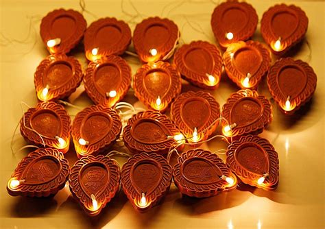 Buy ALIZAH Diwali Diya 2 Meter String Lights Diwali Lights for Decoration 16 Diya's Diwali ...