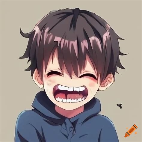 Detailed illustration of a laughing anime kid on Craiyon