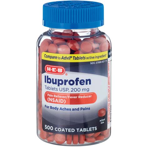 Equate Ibuprofen Pain Reliever/Fever Reducer Coated Tablets, 200mg, 100 Count ...