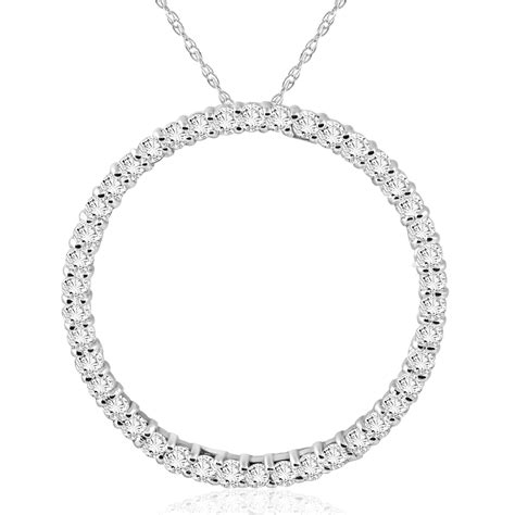 14k White Gold 1ct TDW Diamond Circle Pendant White | eBay