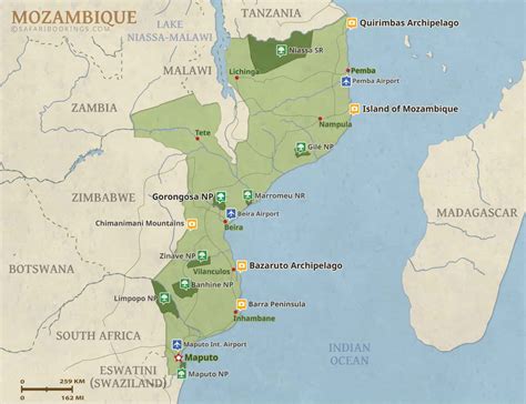 Mozambique Map – Detailed Map of Mozambique National Parks