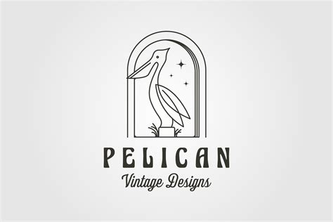 pelican bird line art vintage logo – MasterBundles