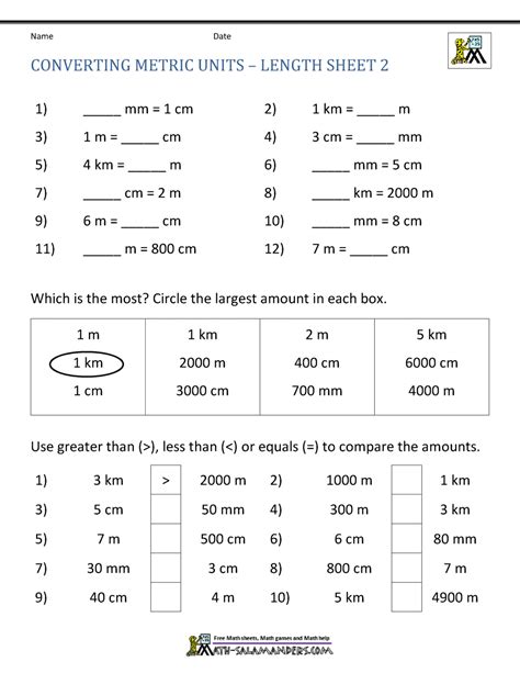 Metric Conversion Worksheet With Answers - E-streetlight.com