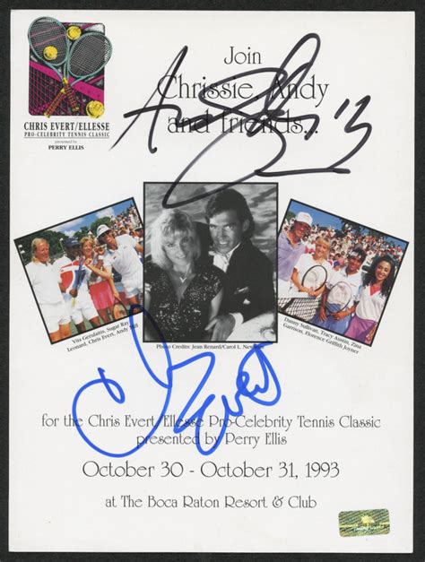 Chris Evert & Andy Mill Signed 6x8 Invitation Card (Palm Beach COA) | Pristine Auction