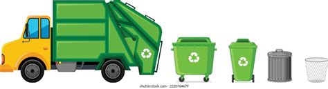 Garbage Truck Various Types Trash Bin Stock Vector (Royalty Free ...