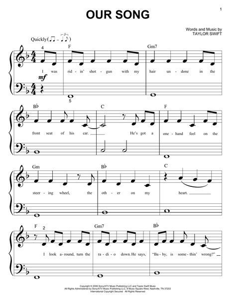 Our Song | Sheet Music Direct