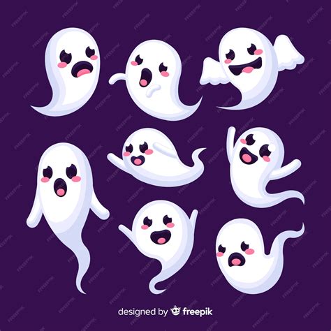 Free Vector | Funny faces ghost halloween collection