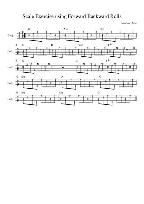 5 string banjo scale exercise forward backward roll