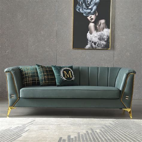 80.8" Modern Luxury Sofa Leath-aire Upholstered Sofa 3-Seater Sofa with Gold Legs | Luxury sofa ...