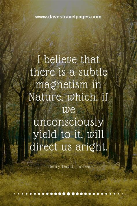 Nature sayings - I believe that there is a subtle magnetism in Nature ...