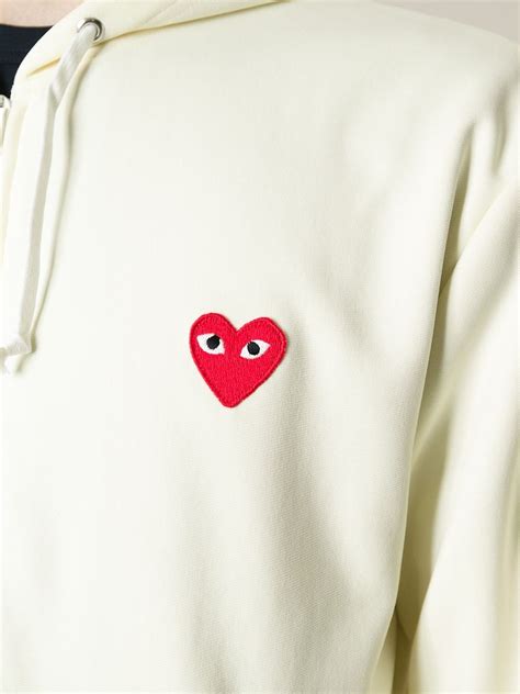 Play comme des garçons Embroidered Heart Hoodie in White for Men | Lyst