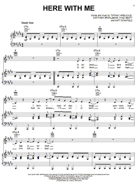 Here With Me Sheet Music | Plumb | Piano, Vocal & Guitar Chords (Right ...