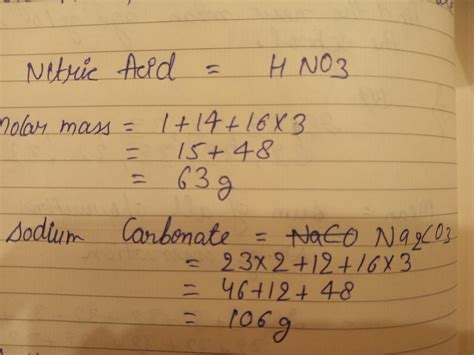 i) calculate the molar mass of the following compounfs:- a)Nitric acid ...