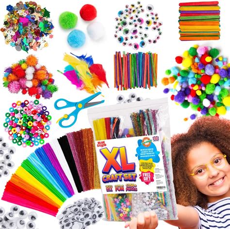 Blue Squid Arts and Crafts for Kids – XL Craft Kit for Kids - 1250+ Pcs Kids Craft Kits, Arts ...