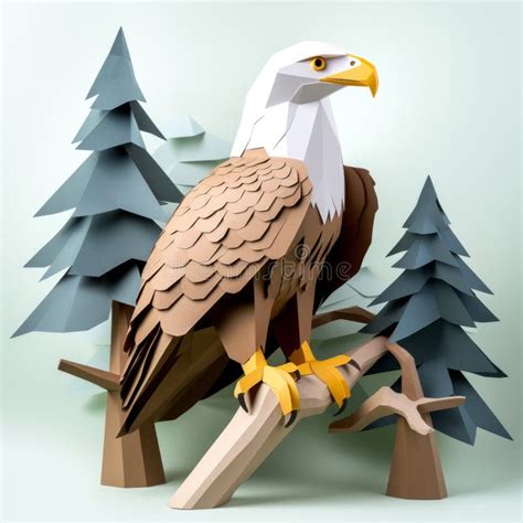 Bald Eagle Paper Craft with Polygon Design Stock Illustration - Illustration of eagle, engine ...