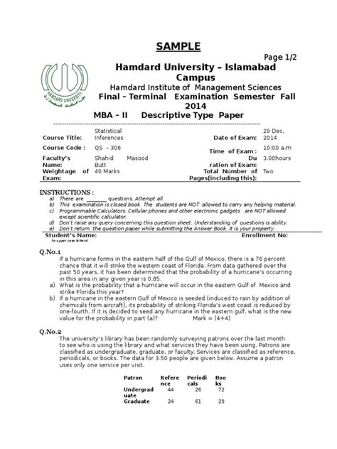 Sample Question Paper | Test (Assessment) | Further Education