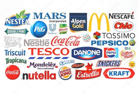 Collection of popular food logos companies printed on paper – Stock Editorial Photo © rozelt ...