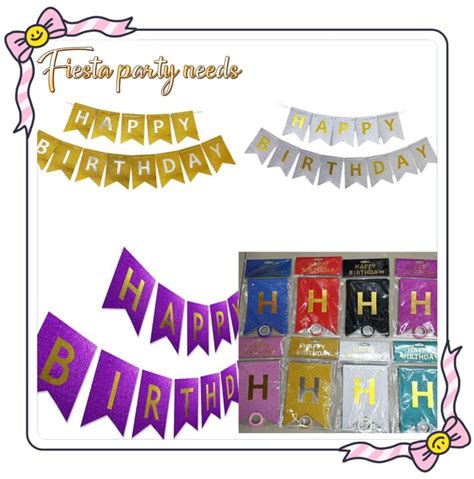 Glitters happy birthday banner bandiritas flag new banner party decorations banner | Lazada PH