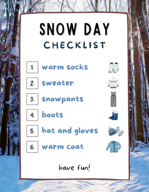 FREE Snow Day Checklist Printable - Raising Wild Saints™