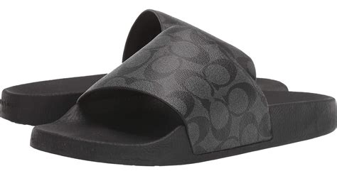 COACH Canvas Pool Slide in Black for Men - Lyst