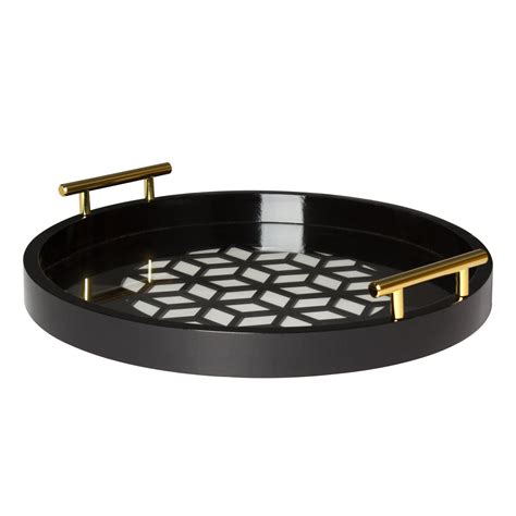 Caspen Round Decorative Tray | Decorative tray, Black serving trays ...