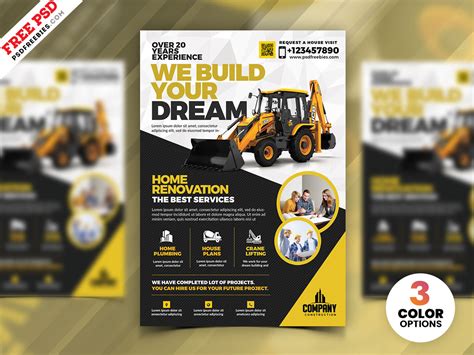 Construction Company Flyer Template PSD | PSDFreebies.com