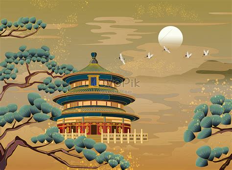 Chinese style beijing temple of heaven illustration illustration image_picture free download ...