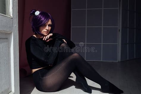 Girl Anime with Purple Hair Japan Cosplay Stock Image - Image of japanese, attractive: 162419313