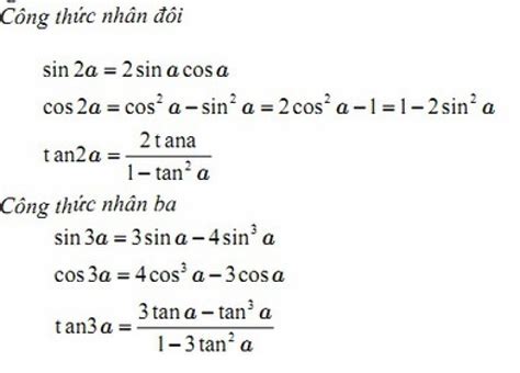 Các Công Thức Lượng Giác lớp 9, lớp 10, lớp 11 - Sin Cos Tan