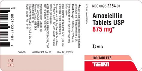 NDC 00093-2264 Amoxicillin 875 mg/1 Details | HelloPharmacist