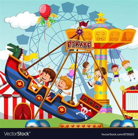 Children riding on rides at the funfair. Download a Free Preview or High Quality Adobe ...