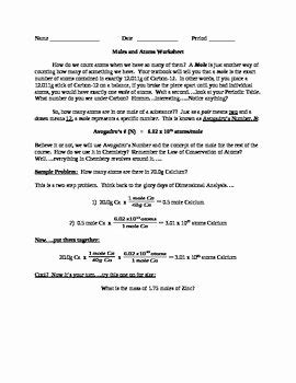 49 Moles Molecules And Grams Worksheet