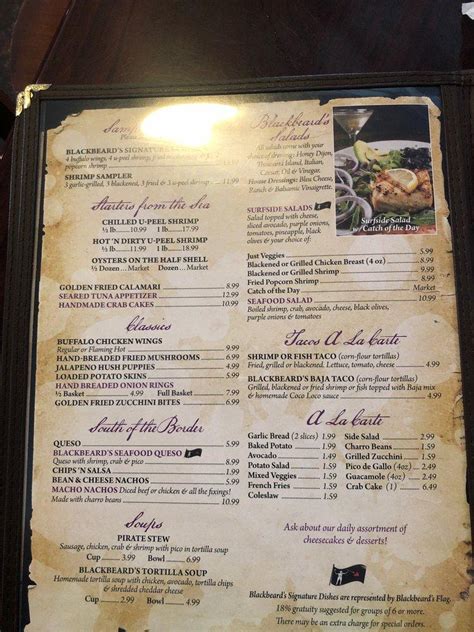 Menu at Blackbeard's Too restaurant, Ingleside, W Main St