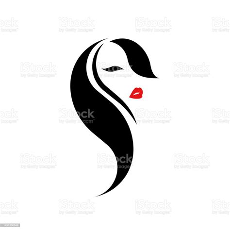 Black And White Portrait Of A Woman With Red Lip Stock Illustration ...