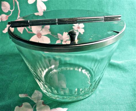 Vintage Hinged Lid Glass Sugar Bowl Bloomfield