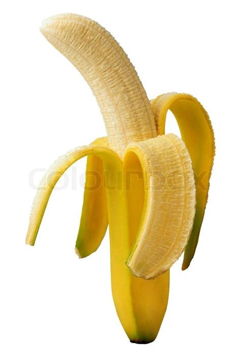 Open banana isolated on a white ... | Stock image | Colourbox